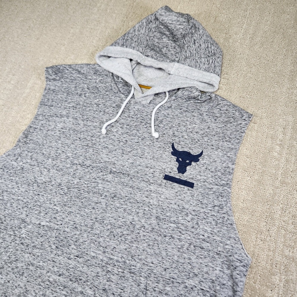 Under Armour Sleeveless Hoodie Men Large Project Rock Terry Gray Bodybuilding